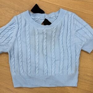 SHEIN Blue Knit Sweater with Black Accent